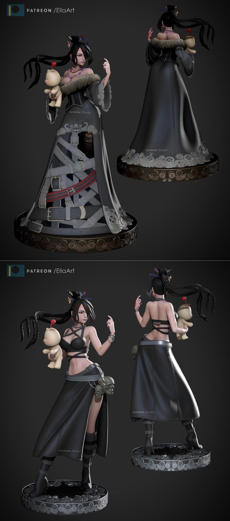 EllaArt -  Final Fantasy X - Lulu 3D打印模型|EllaArt – Lulu from Final Fantasy X V2 – 3D Print Model STL
