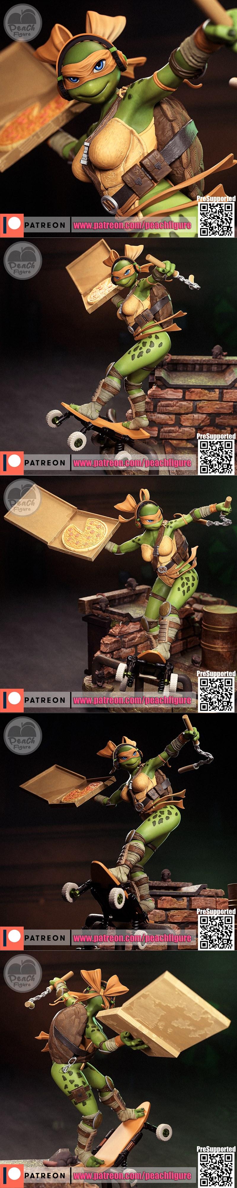 甜酷美少女· TMNT·米开朗基罗·3D打印模型|Peach Figure – TMNT – Michelangelo Female – 3D Print Model STL