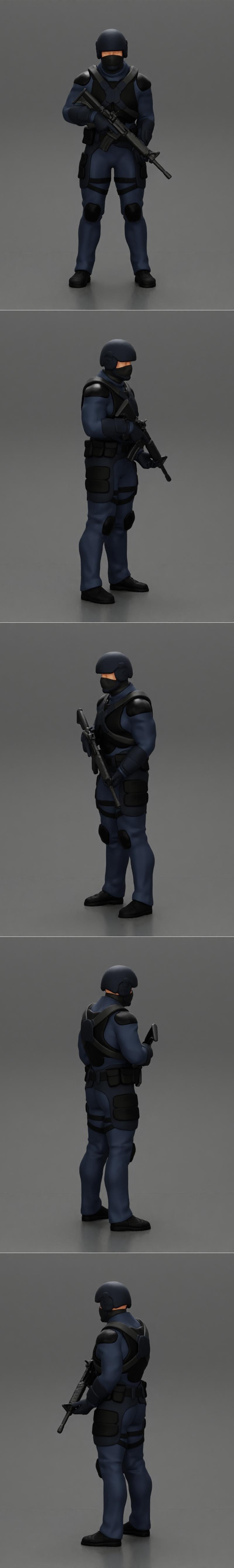 警员守护可卡因袋手持枪械——3D打印模型|Police officer stand guard next to cocaine bags holding a gun – 3D Print Model STL