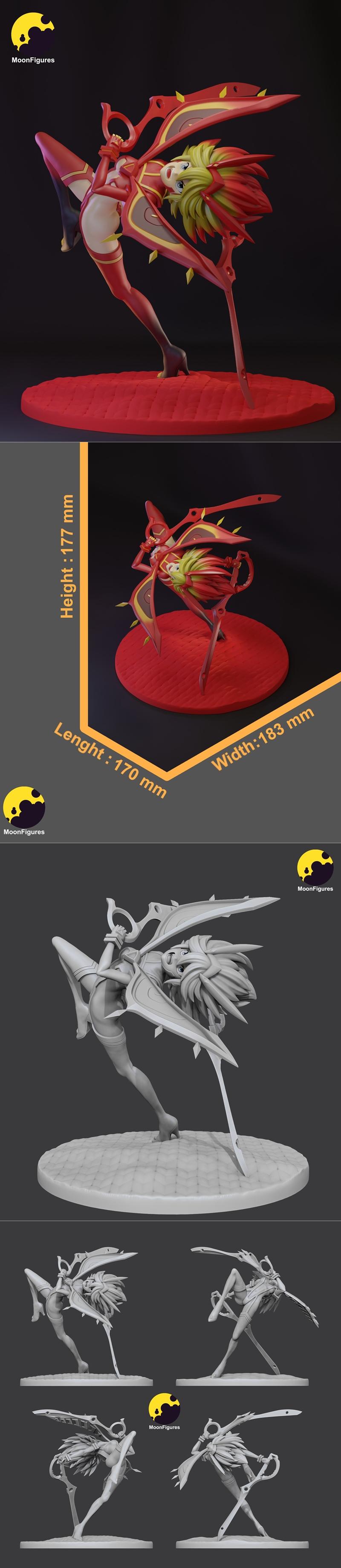 月之图腾——Kill La Kill——矢投瑞树 3D打印模型|Moon Figures – Kill La Kill – Ryuko Matoi – 3D Print Model STL