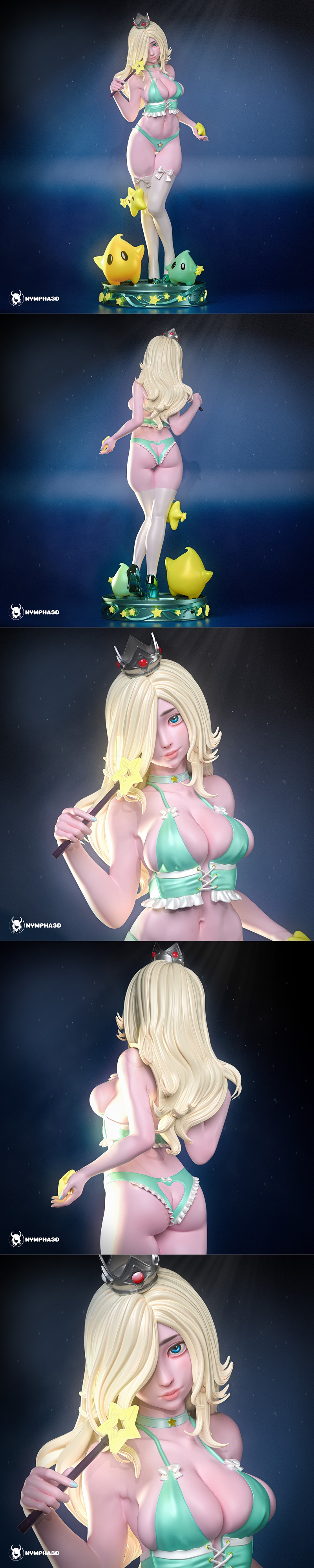 超级马里奥  Rosalina 3D打印模型|Nympha – Super Mario – Princess Rosalina – 3D Print Model STL