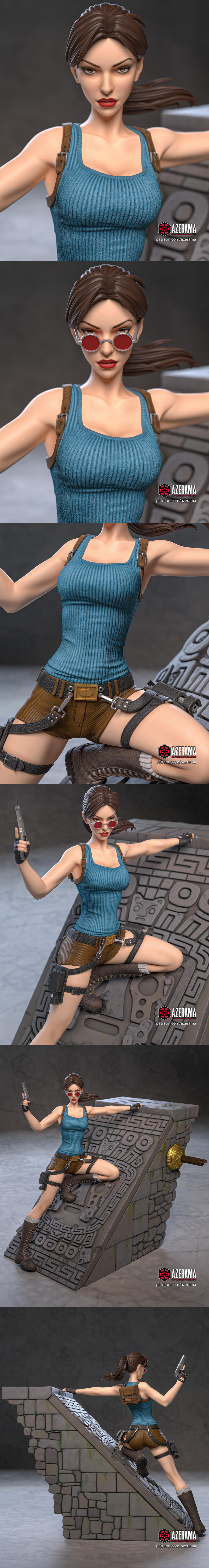 Azerama出品《洛克人》系列角色莱拉·克罗夫特3D打印模型|Azerama – Tomb Rider – Lara Croft – 3D Print Model