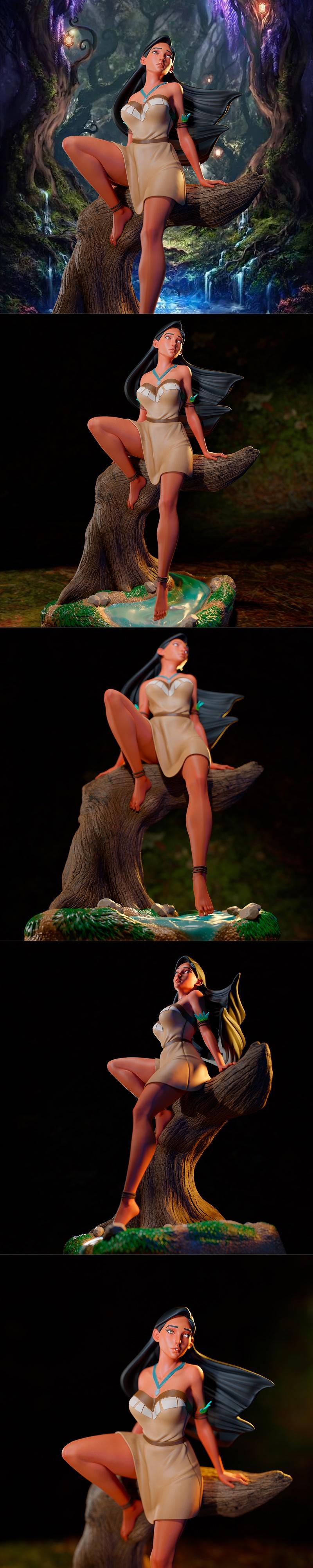 Gmeyer3D - 奇妙公主 - 帕卡洪塔斯3D打印模型|Gmeyer3D – Pocahontas – 3D Print Model STL