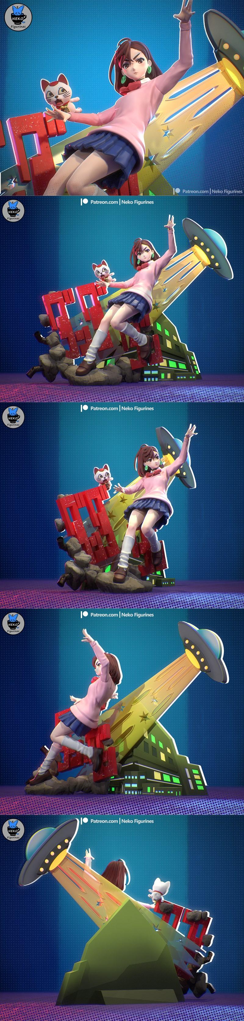 Dandadan 母亲阿雅塞 3D打印模型|Neko Figurines – Dandadan – Momo Ayase – 3D Print Model STL