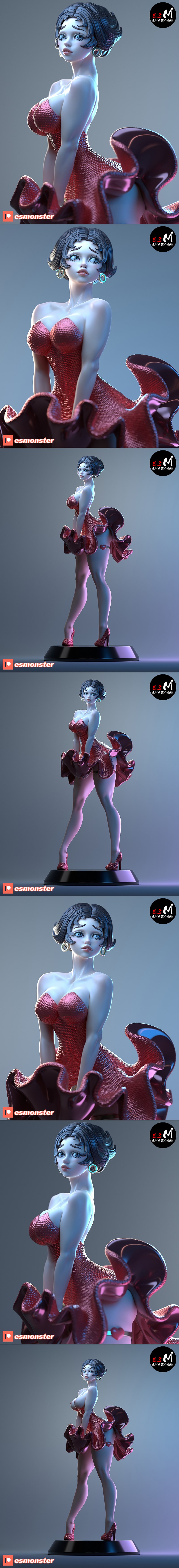E.S怪物 - 贝蒂波波 - 3D打印模型|E.S Monster – Betty Boop – 3D Print Model STL