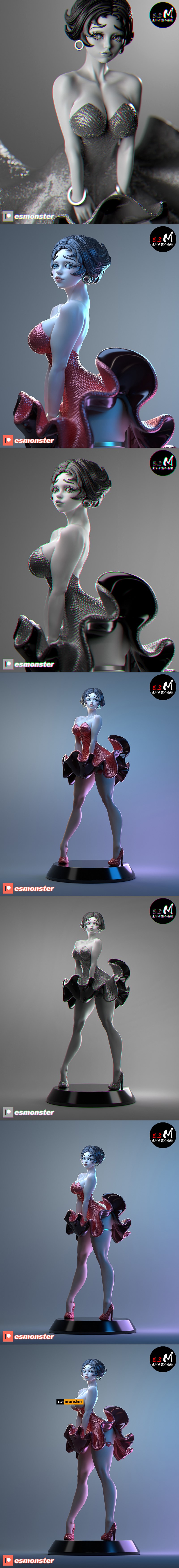 E.S怪物 - 贝蒂波波 - 3D打印模型|E.S Monster – Betty Boop – 3D Print Model STL