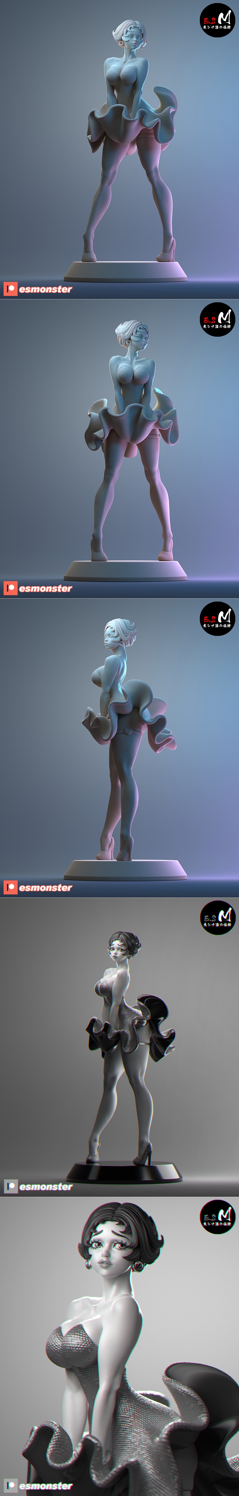 E.S怪物 - 贝蒂波波 - 3D打印模型|E.S Monster – Betty Boop – 3D Print Model STL