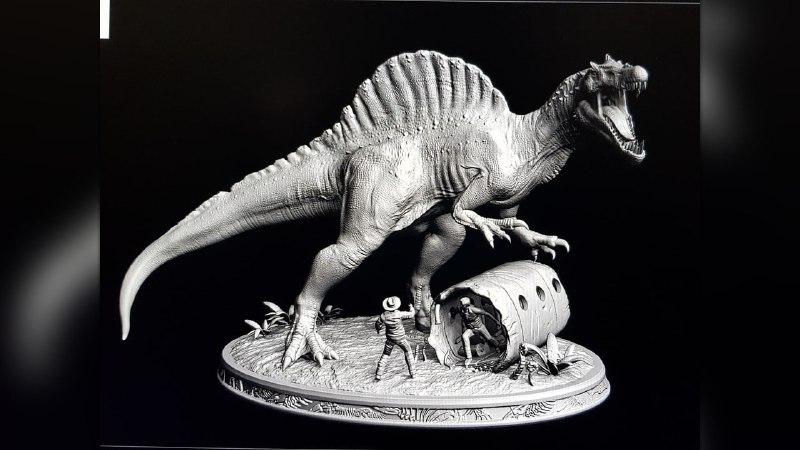 棘龙3D打印模型|Spinosaurus Diorama – 3D Print Model STL
