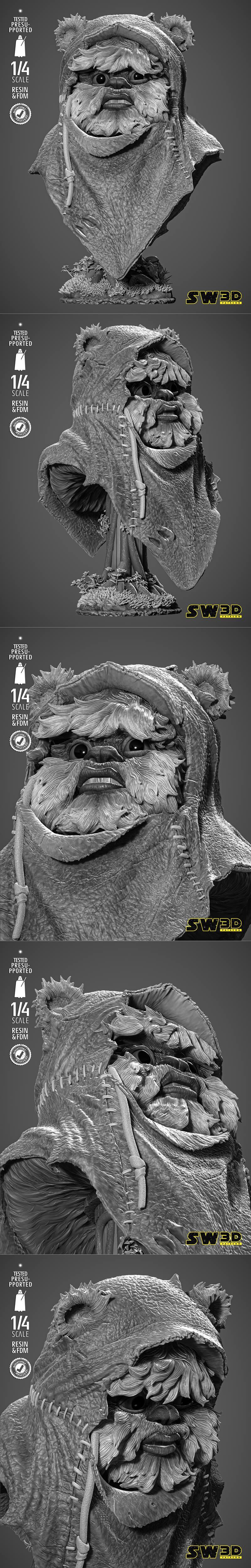 SW3D - 埃索克斯人物头像立体模型|SW3D – Ewoks Portrait Bust – 3D Print Model STL