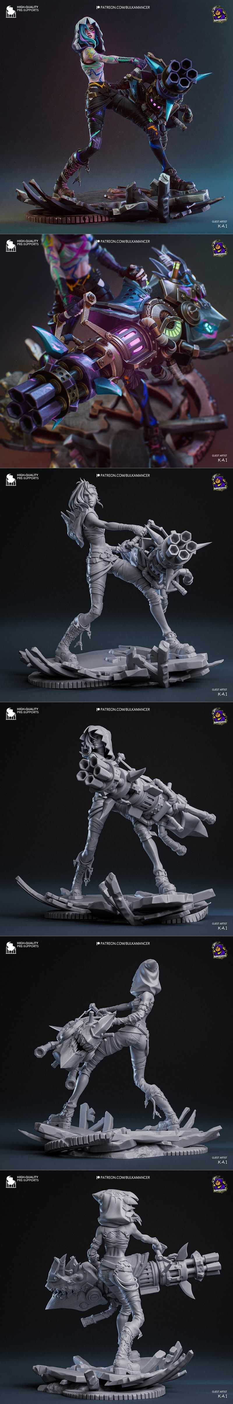 Bulkamancer造型设计 - 奇幻风格 - 金克斯 - 3D打印模型 STL|Bulkamancer Sculpts – Arcane – Jinx – 3D Print Model STL