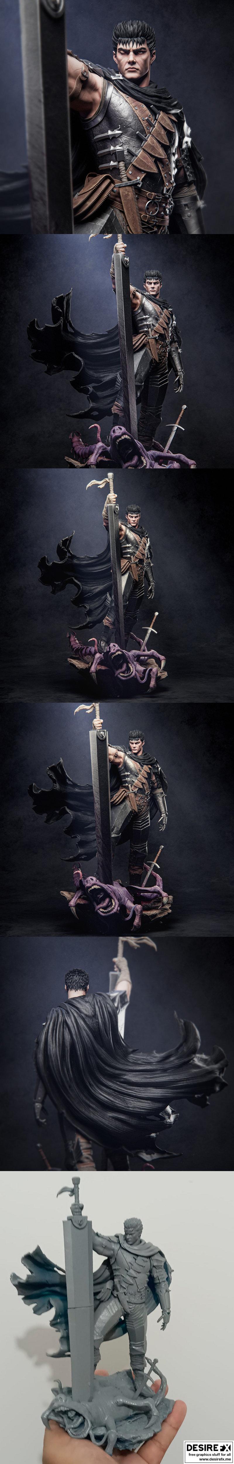 Guts - 3D打印模型：《猎魔人》角色Guts立体模型|Guts – 3D Print Model