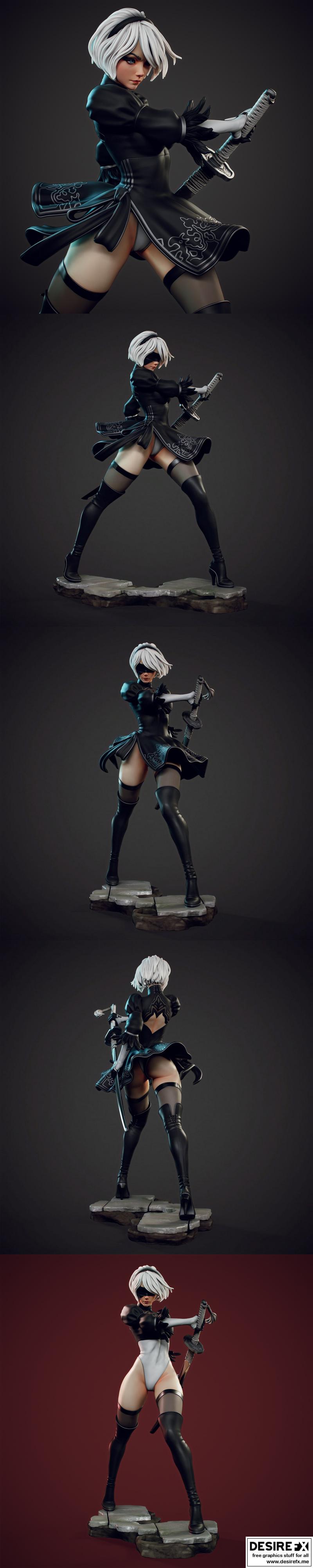 2B 《尼尔：自动人形》3D打印模型|2B Nier Automata – 3D Print Model