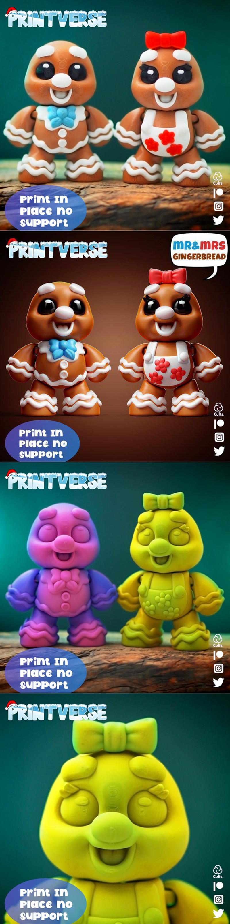 柔性打印即插即用姜饼人——3D打印模型|Flexy Print In Place Gingerbread – 3D Print Model STL