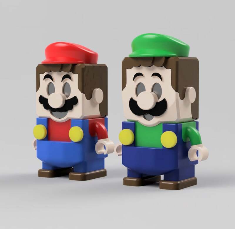 Luigi – Lego Luigi style – Super Mario – Complete Set – 3D Print Model