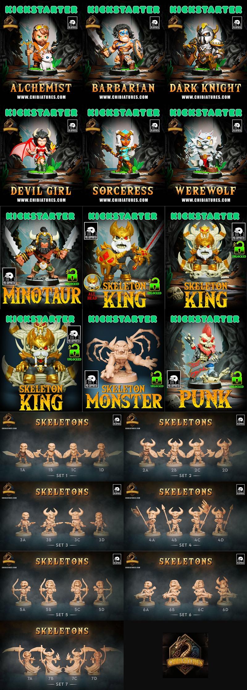 Chibiatures Kickstarter 3D打印模型：动漫游戏角色迷你玩偶STL文件|Chibiatures Kickstarter – 3D Print Model STL