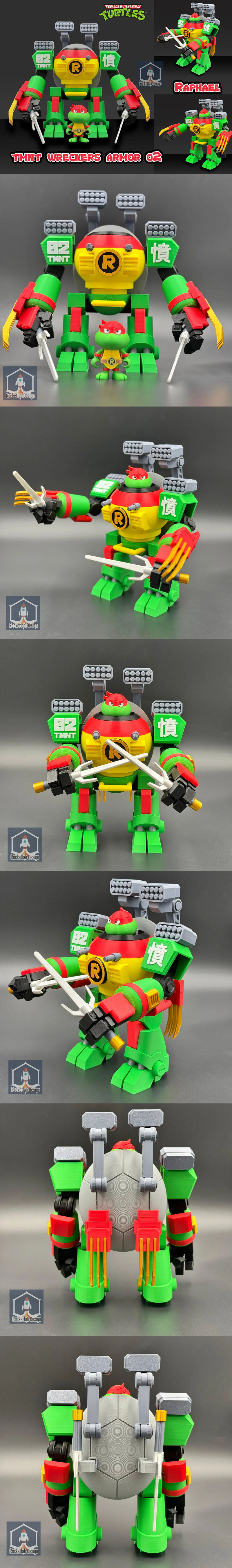 TMNT 魔王装甲 02 - 雷帕尔 3D打印模型|TMNT Wreckers Armor 02 – Raphael – 3D Print Model