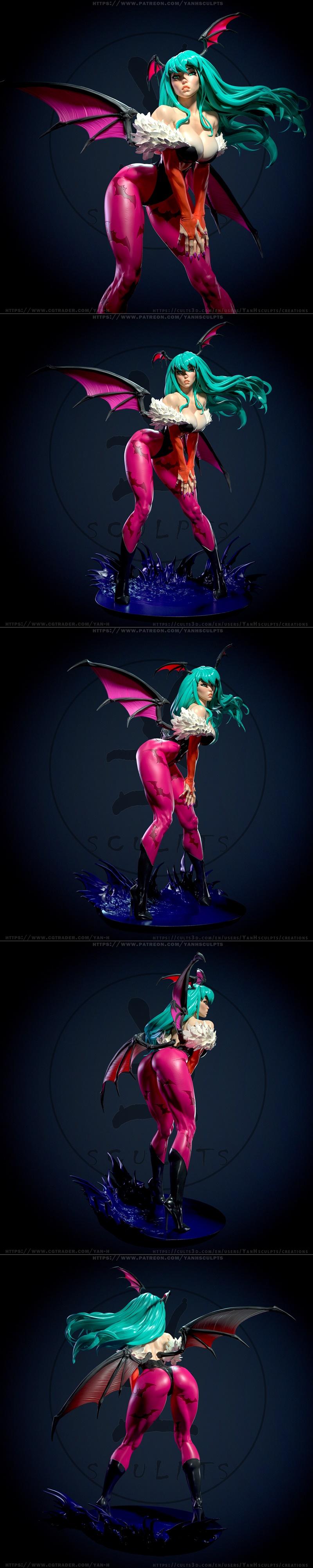 Yan-H工作室暗黑猎手系列莫里根3D打印模型|Yan-H – Darkstalkers – Morrigan – 3D Print Model STL