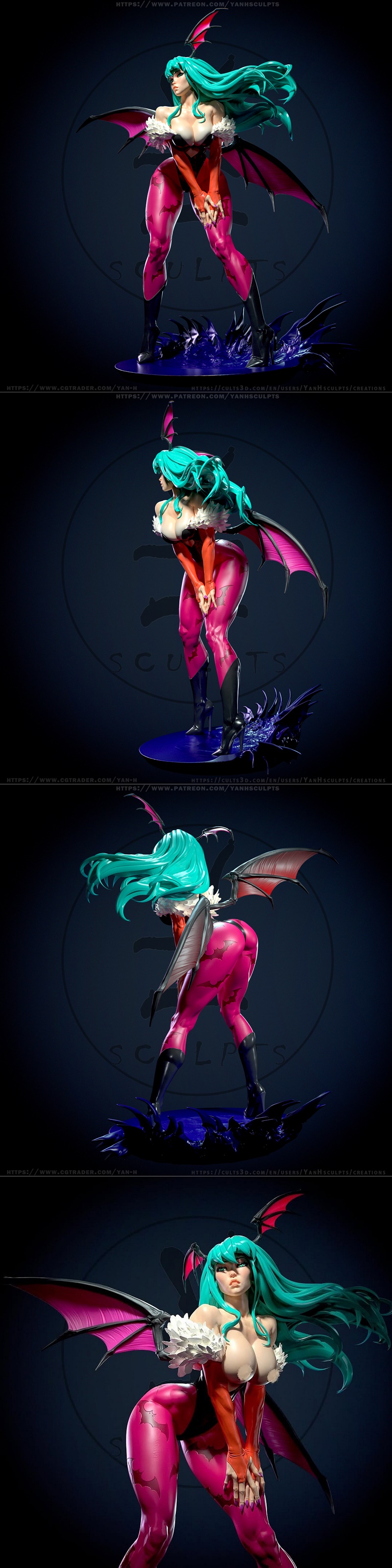 Yan-H工作室暗黑猎手系列莫里根3D打印模型|Yan-H – Darkstalkers – Morrigan – 3D Print Model STL