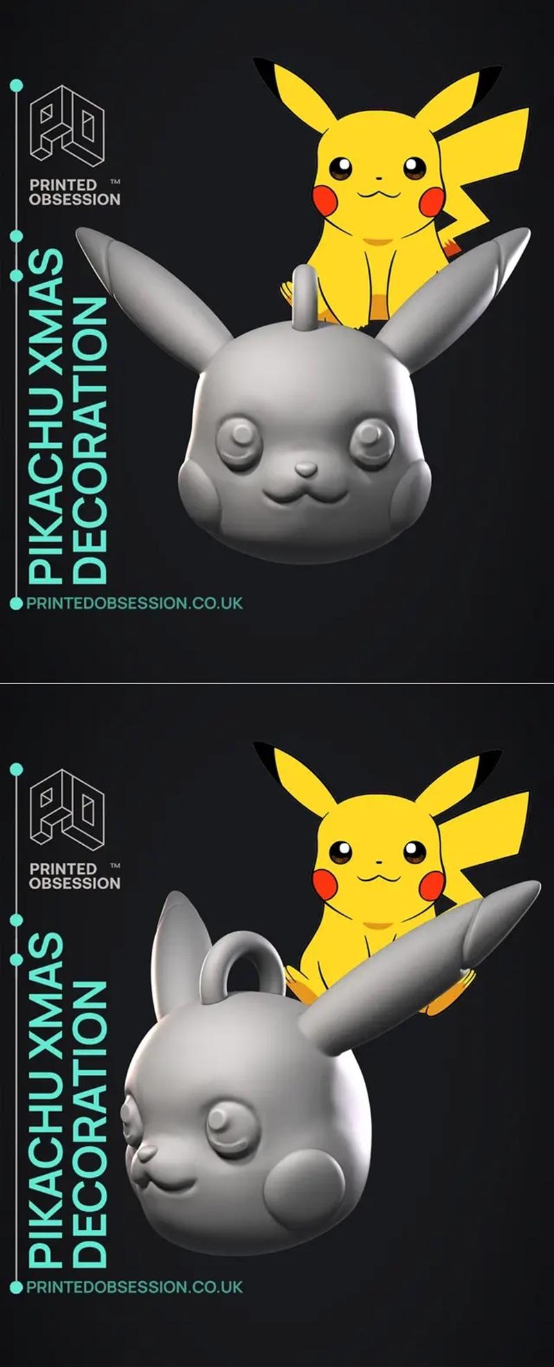宝可梦皮卡丘圣诞树装饰3D打印模型|Pikachu – Pokémon – Fan Art – Christmas Tree Ornament – 3D Print Model STL