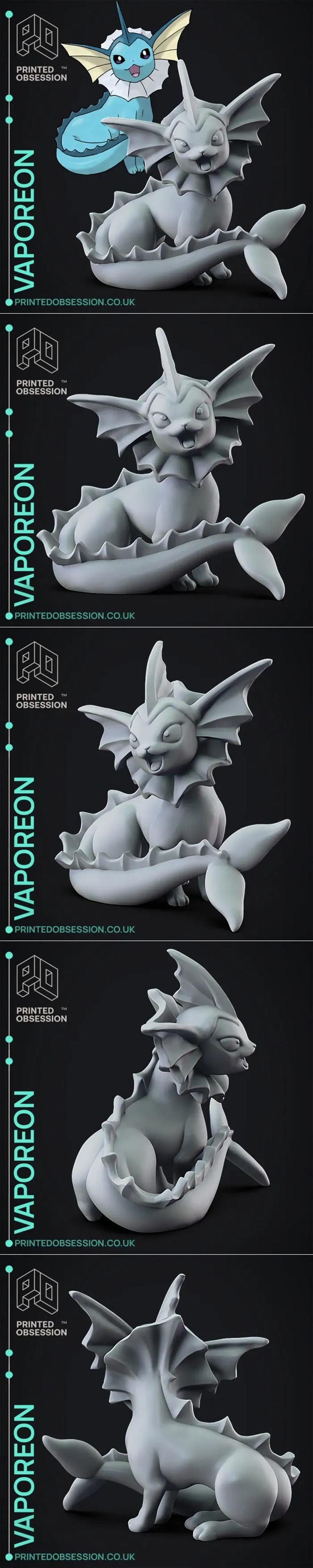 宝可梦Vaporeon 3D打印模型|Vaporeon – Pokemon – Fan Art – 3D Print Model STL