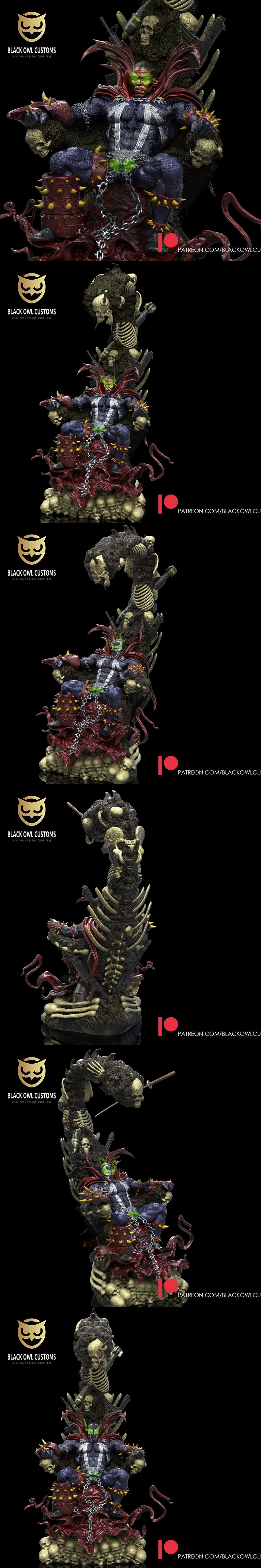 黑鸦定制 - 庄严王座BOC - 3D打印模型|Black Owl Customs – Spawn on Throne BOC – 3D Print Model