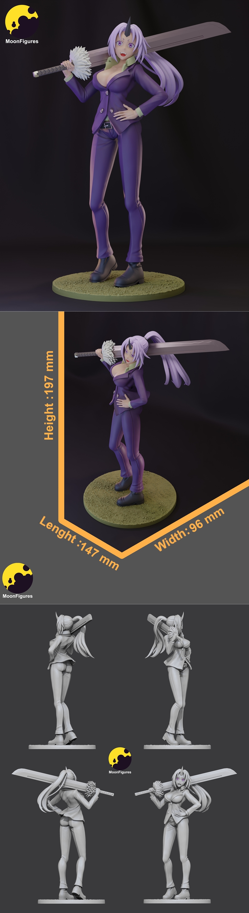 月之女神——TenSura x Shion 3D打印模型|Moon Figures – TenSura – Shion – 3D Print Model STL