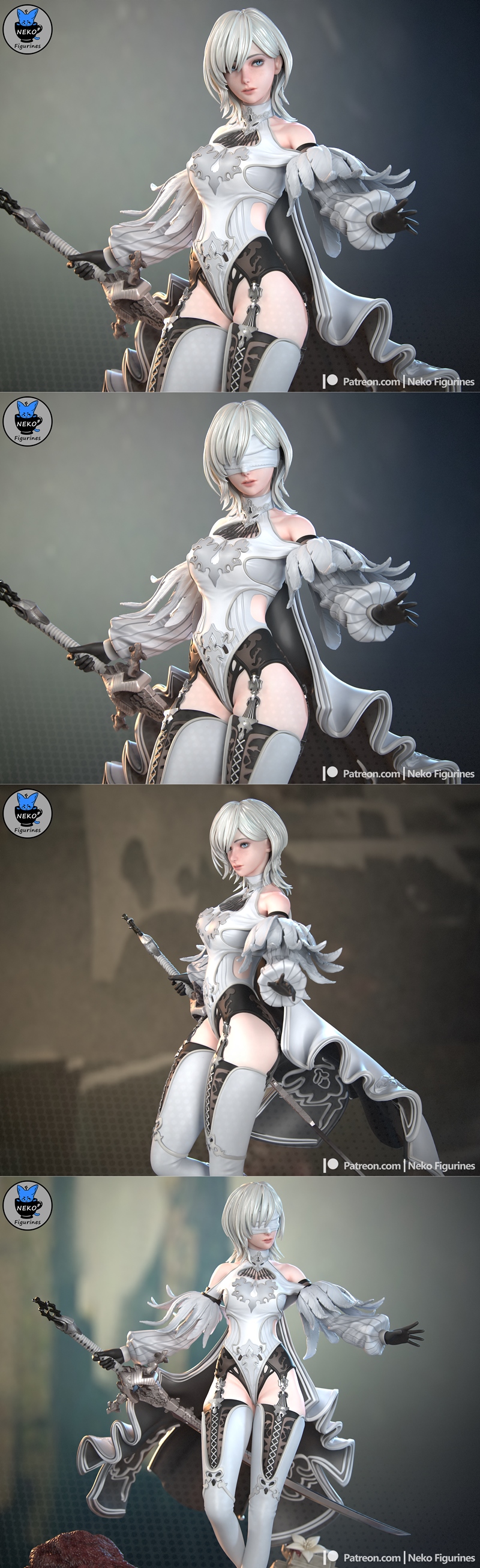 尼尔YO-RHA第10号Type H 3D打印模型|Neko Figurines – Nier – YoRHa No.10 Type H – 3D Print Model STL