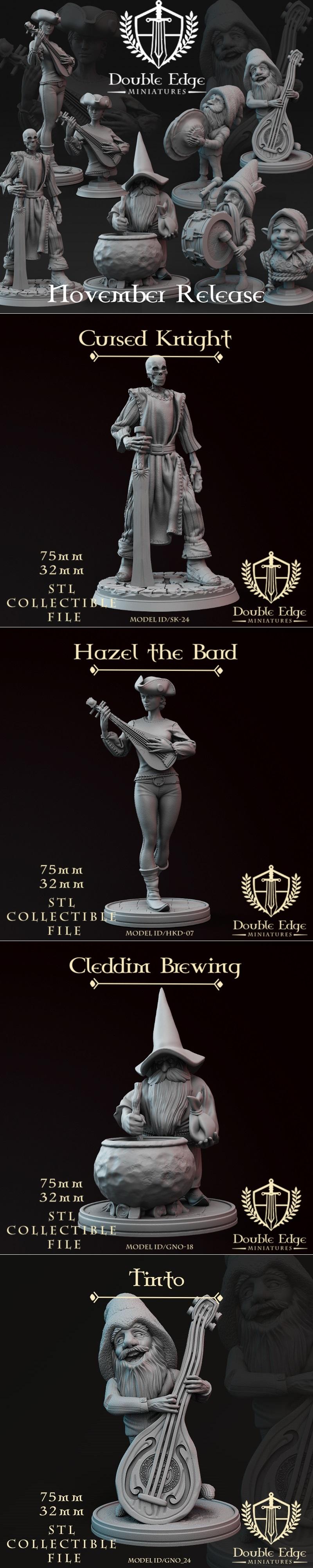 双刃迷你模型-11月2023款-3D打印可打印模型|Double Edge Miniatures – November 2023 – 3D Print Model STL