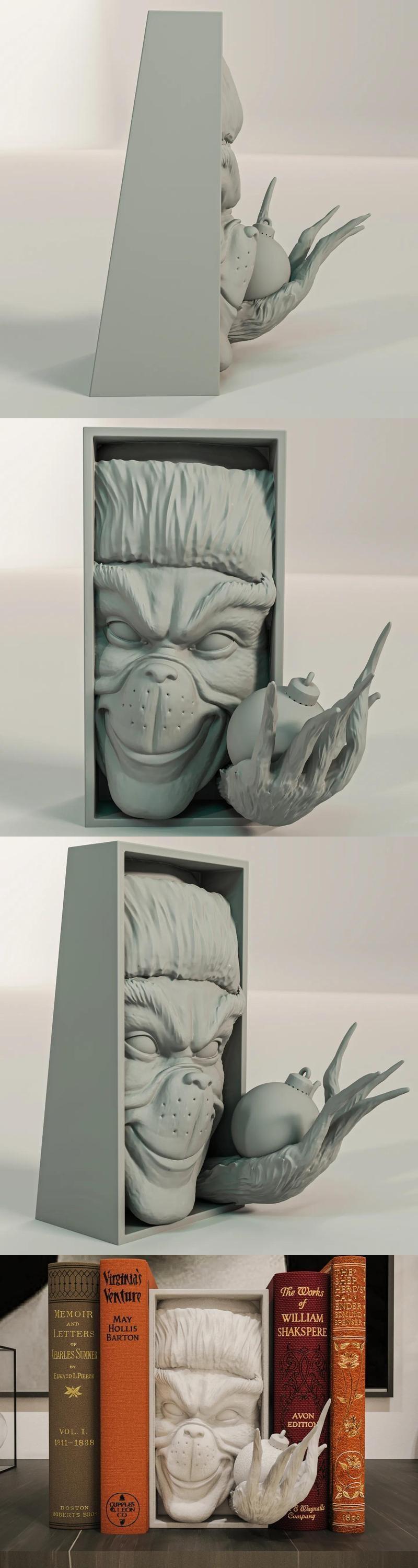Grinch书屋 - 3D打印模型|Grinch Book Nook – 3D Print Model STL