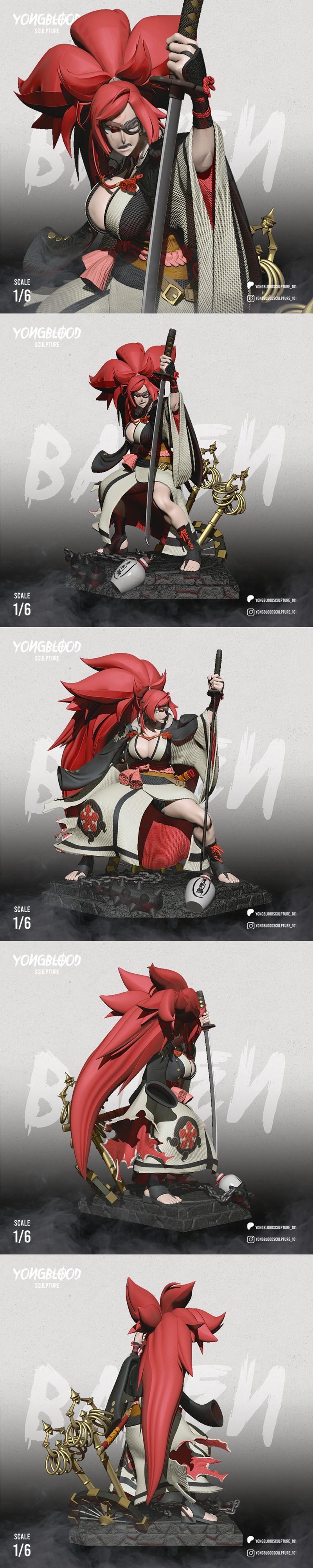 Yongblood雕塑模型 - 进击的巨人 - 巴金斯 3D打印模型|Yongblood Sculpture – Guilty Gear – Baiken – 3D Print Model STL