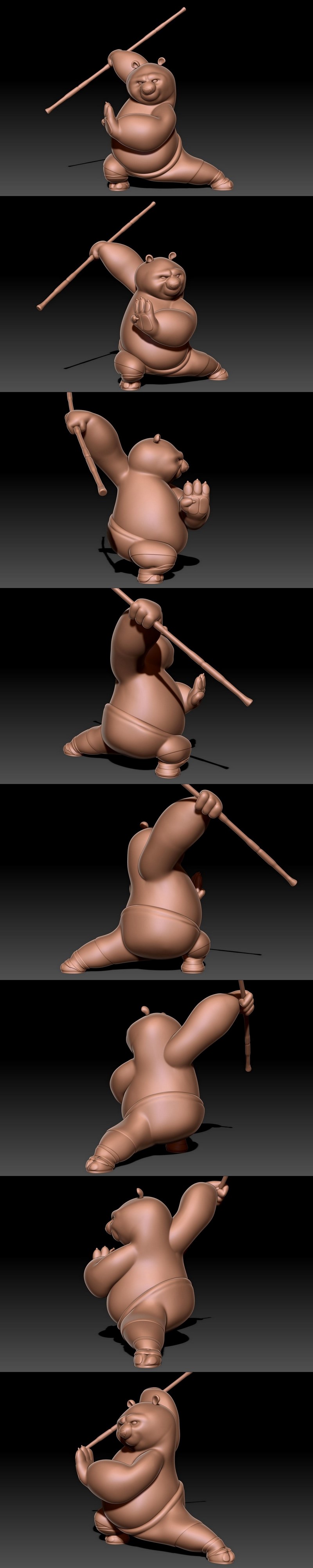 功夫熊猫 Po - 3D打印模型|Kung Fu Panda Po – Pose 1 – 3D Print Model