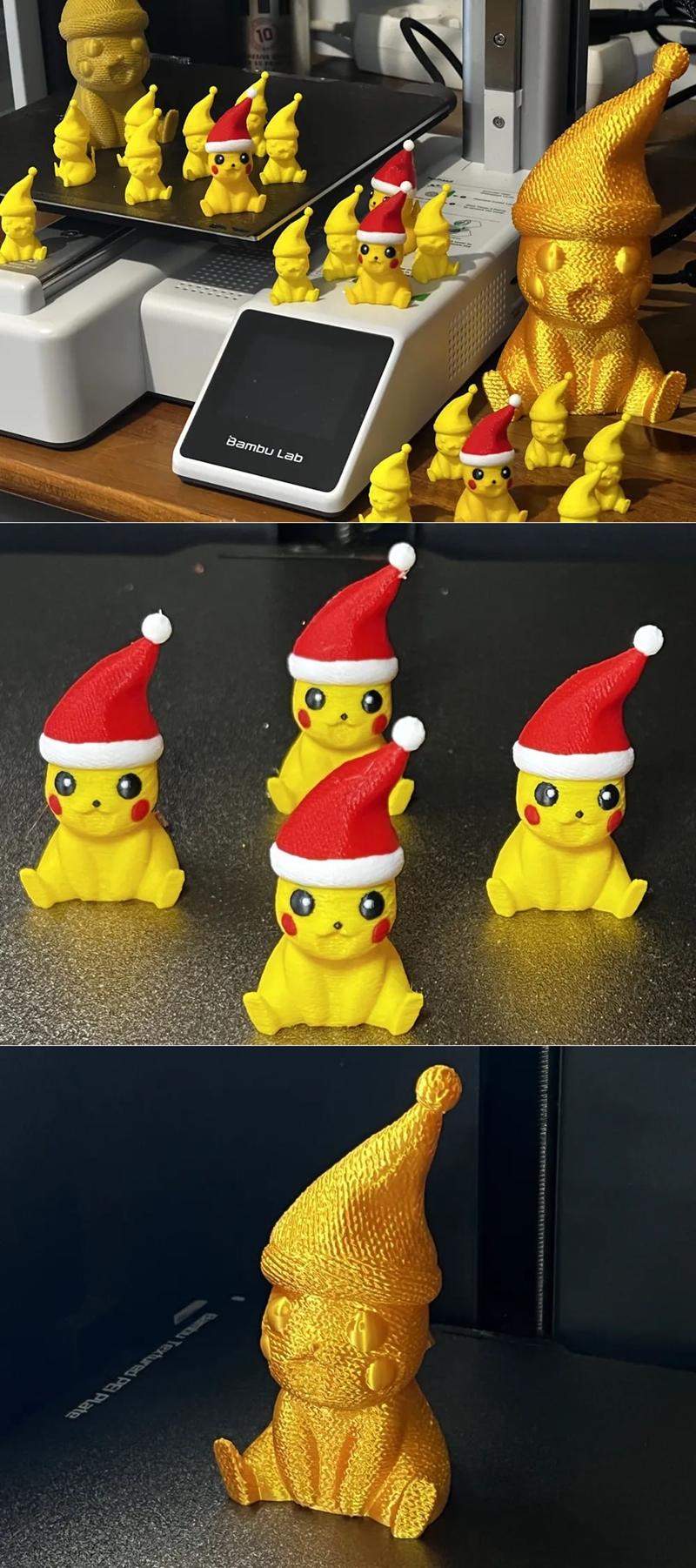 3D打印圣诞毛绒皮卡丘模型|Crochet – Knitted Santa Pikachu – Christmas – 3D Print Model STL