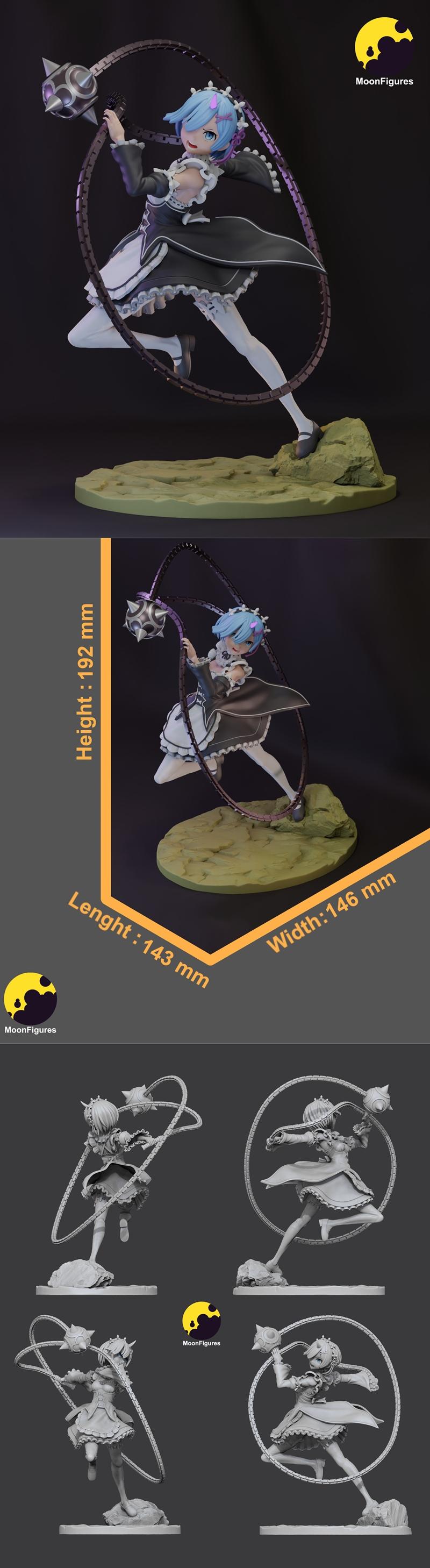 MoonFigures – Re Zero – Rem – 3D Print Model STL