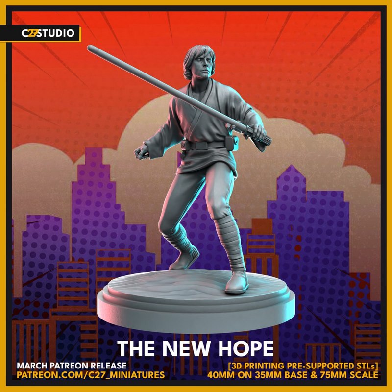 《星球大战：新希望》卢克·天行者 3D打印模型|Luke Skywalker – The New Hope – 3D Print Model