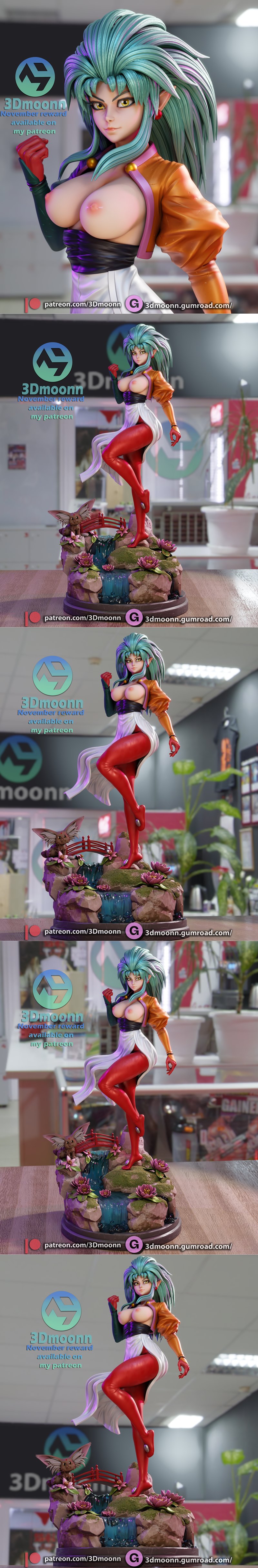 3D打印模型：Ryoko Hakubi角色造型|3Dmoonn – Ryoko Hakubi – 3D Print Model STL