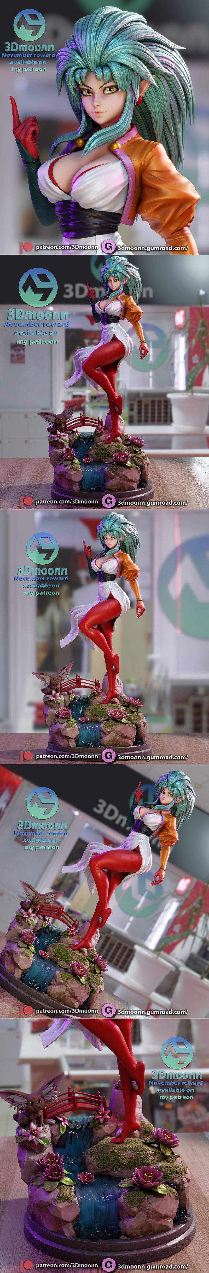3D打印模型：Ryoko Hakubi角色造型|3Dmoonn – Ryoko Hakubi – 3D Print Model STL