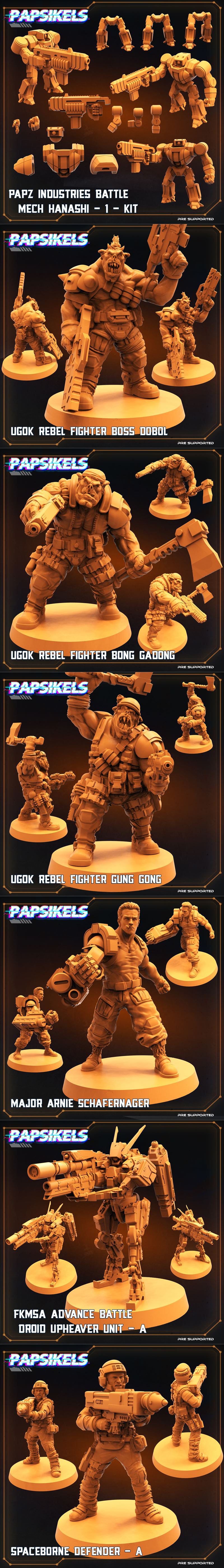 Papsikels迷你模型：3D打印叛乱军团士兵|Papsikels Miniatures – Dropship Troopers 3 Ugoks Rebellion – 3D Print Model STL