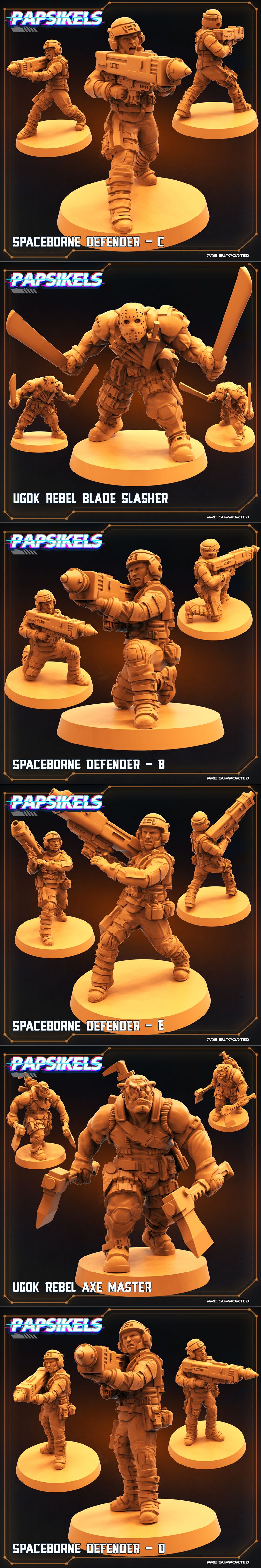 Papsikels迷你模型：3D打印叛乱军团士兵|Papsikels Miniatures – Dropship Troopers 3 Ugoks Rebellion – 3D Print Model STL