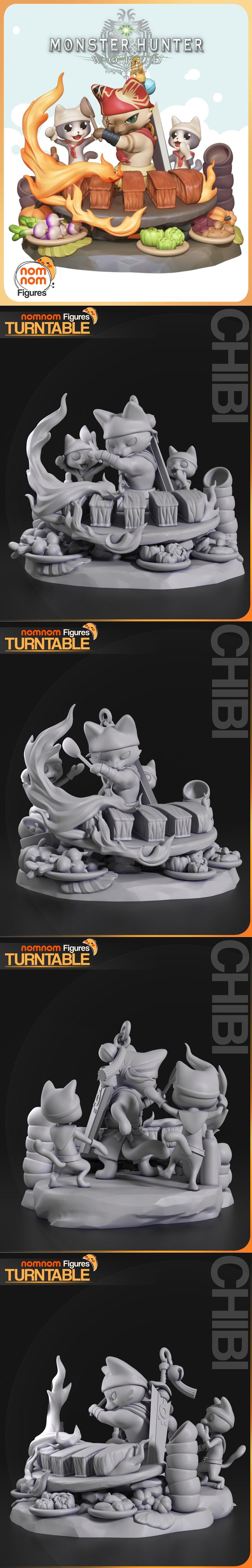 喵星厨师3D打印模型|Nomnom Figures – Meowscular Chef – Monster Hunter – 3D Print Model STL