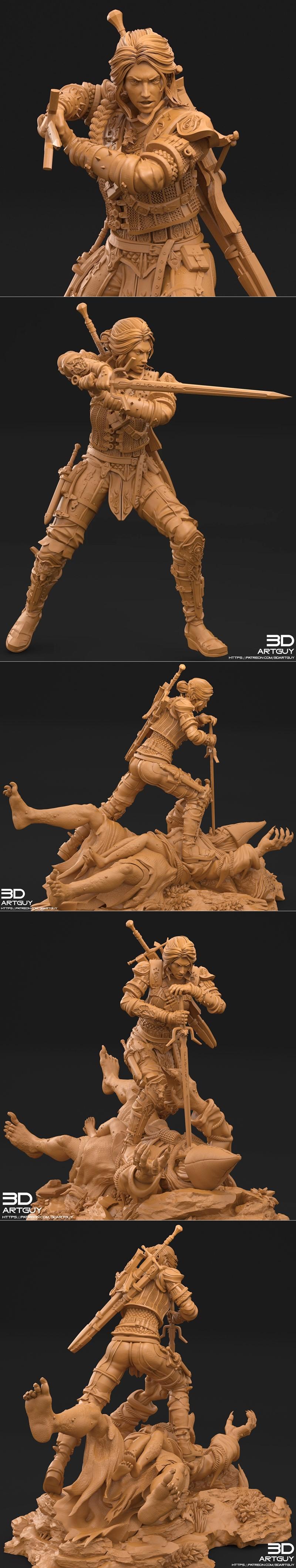 3D打印模型：怪物猎人角色造型|3DArtGuy – Monster Hunter – 3D Print Model STL