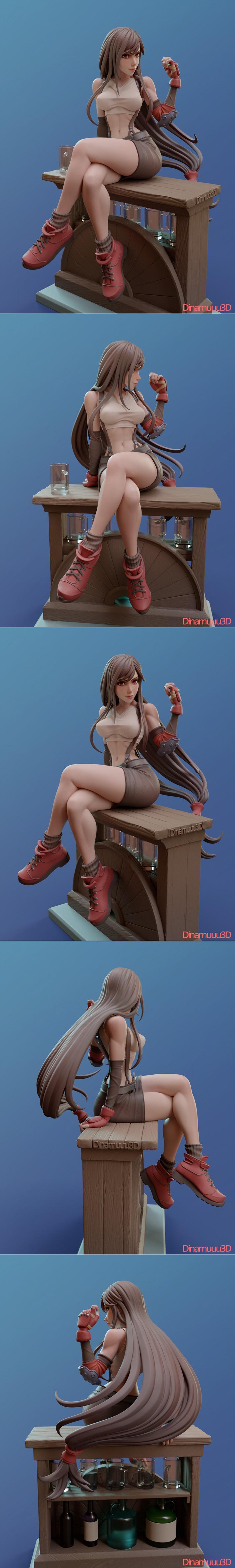 Dinamuuu3D - 雷神之锤3D打印模型 - Tifa Lockhart|Dinamuuu3D – Tifa Lockhart – 3D Print Model STL