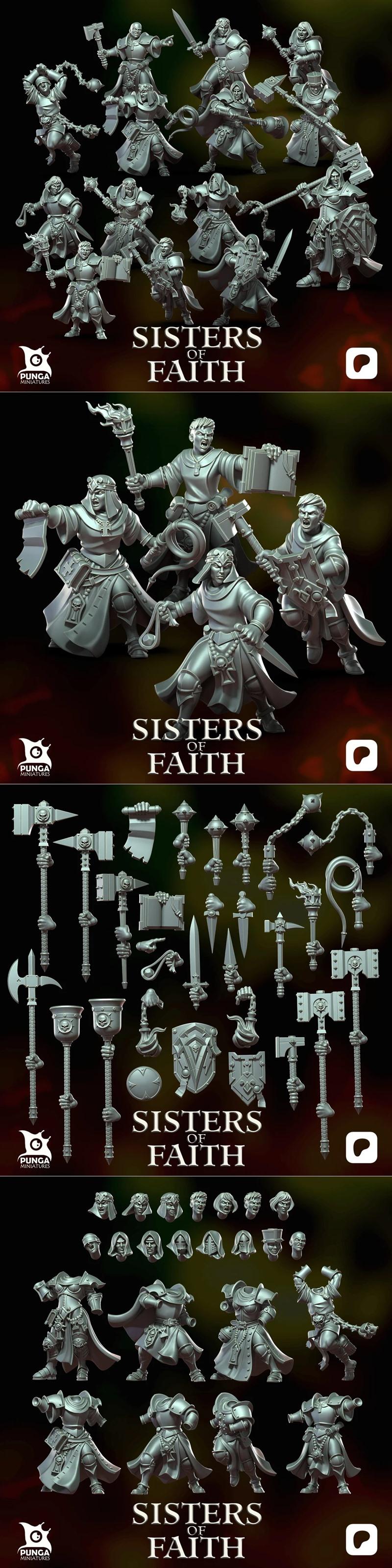 Punga迷你模型——信仰姐妹组 3D打印雕塑|Punga Miniatures – Sisters of Faith – 3D Print Model STL