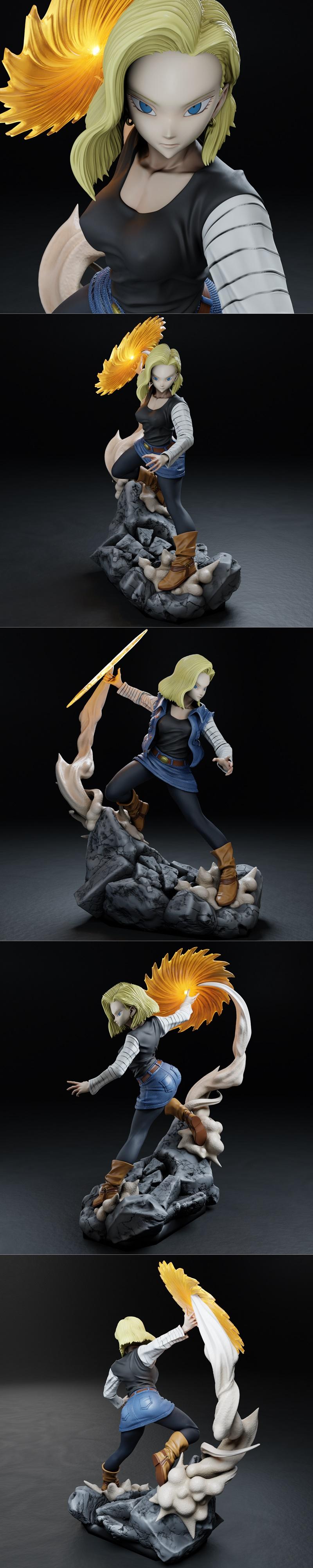 Android 18 - 龙珠 3D打印模型 STL|Android 18 – Dragon Ball includes nude – 3D Print Model STL