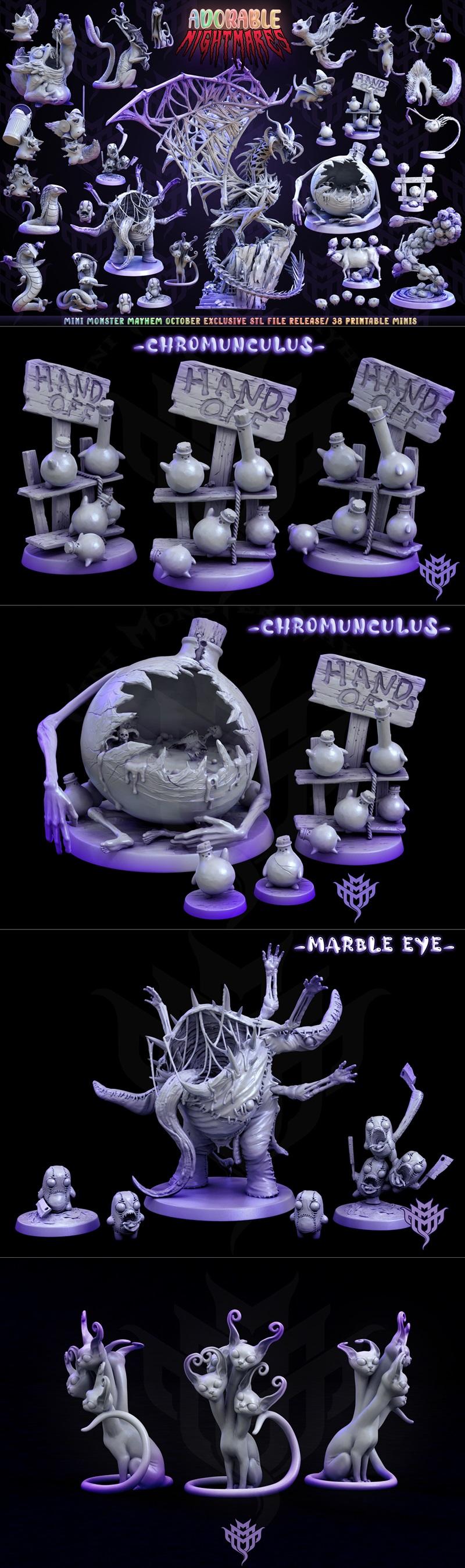 迷你怪物乱斗——萌系噩梦——3D打印模型|Mini Monster Mayhem – Adorable Nightmare – 3D Print Model STL