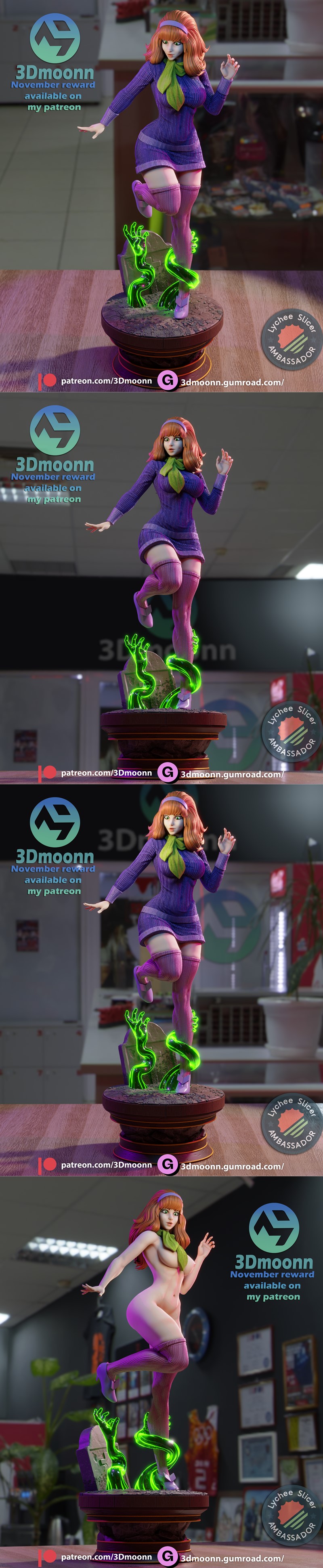 3D打印模型：Daphne角色动漫造型|3Dmoonn – Daphne – 3D Print Model STL