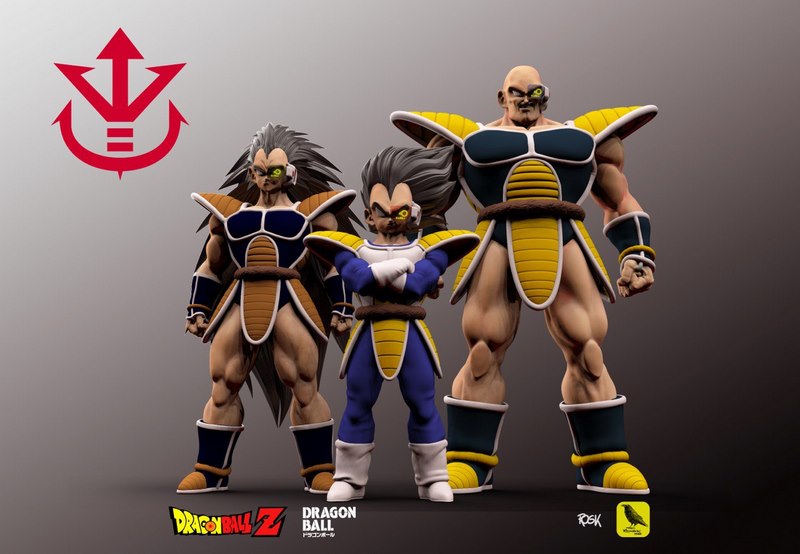 龙珠Z 3D打印模型：纳帕、拉迪兹、贝吉塔|Nappa, Raditz, Vegeta – Dragon Ball Z – 3D Print Model