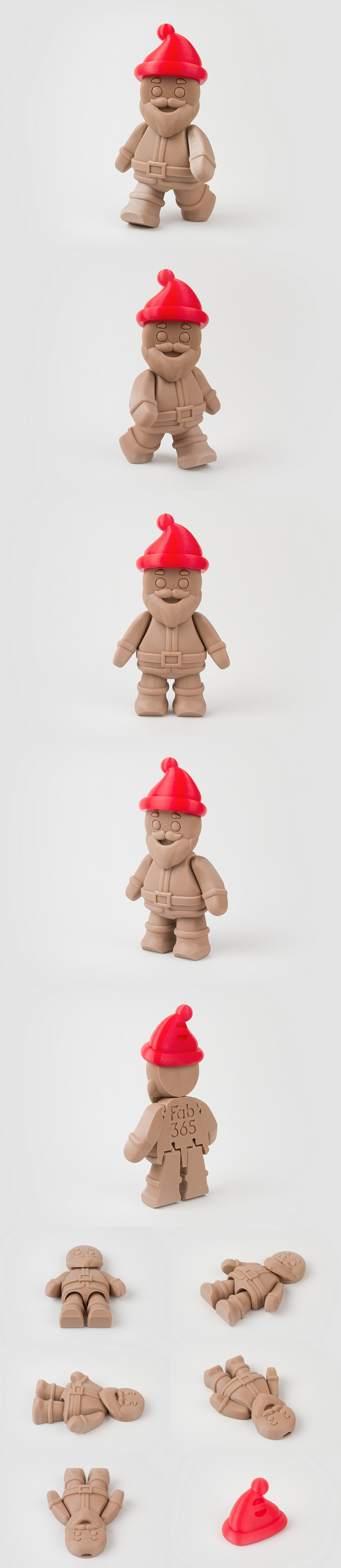 可动姜饼圣诞老人 3D打印模型|Fab365 – Movable Gingerbread Santa Claus 3D Print Model