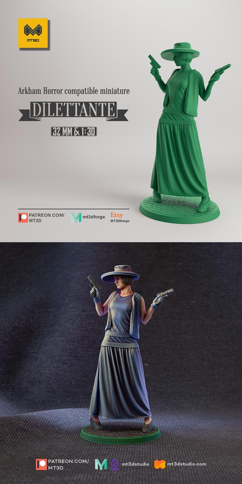 阿卡姆恐怖兼容款3D打印模型：Dilettante|Dilettante – Arkham Horror compatible – 3D Print Model STL