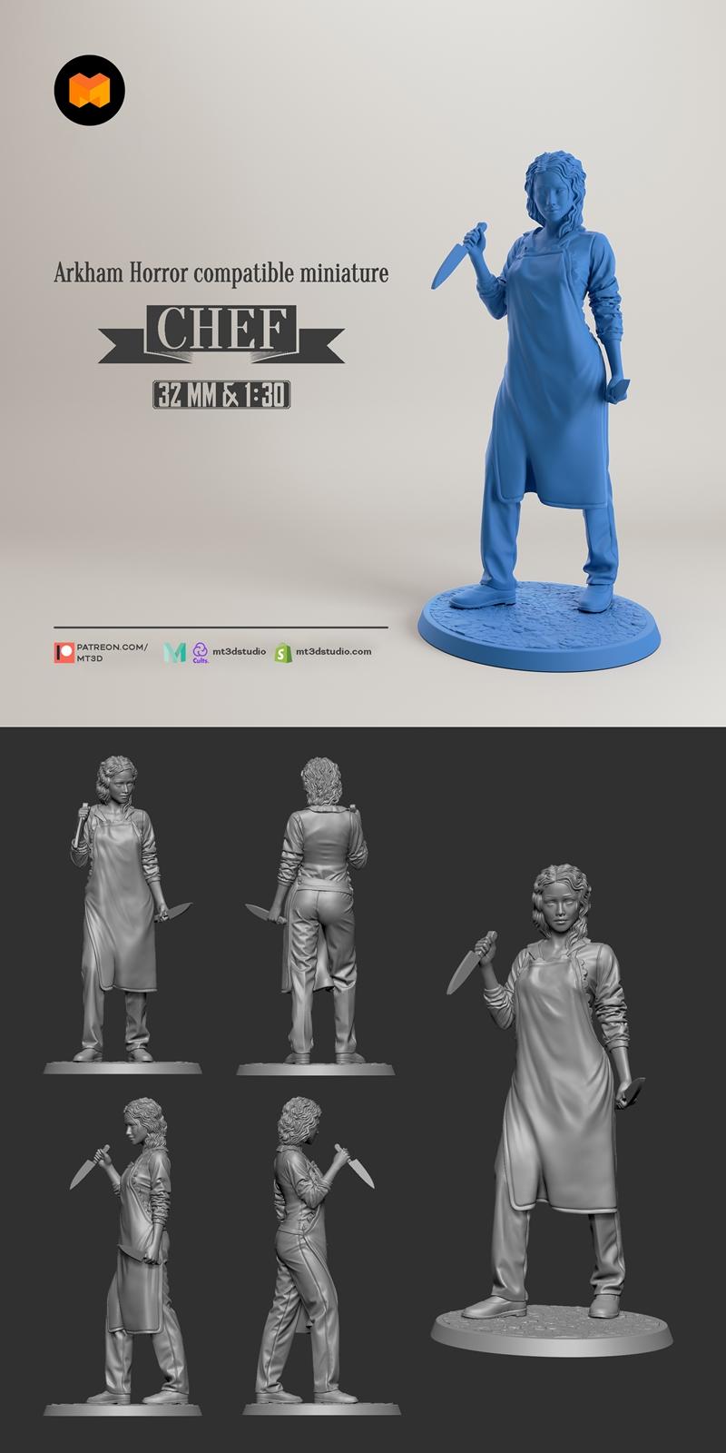 Arkham Horror 3D打印模型：Chef角色造型|Chef – Arkham Horror compatible – 3D Print Model STL