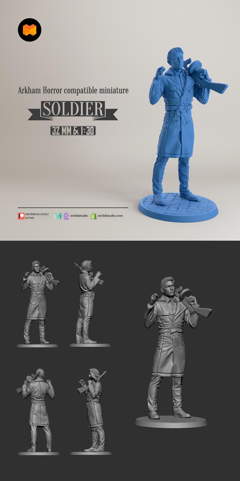 阿卡姆恐怖兼容款 3D打印模型|Soldier – Arkham Horror compatible – 3D Print Model STL